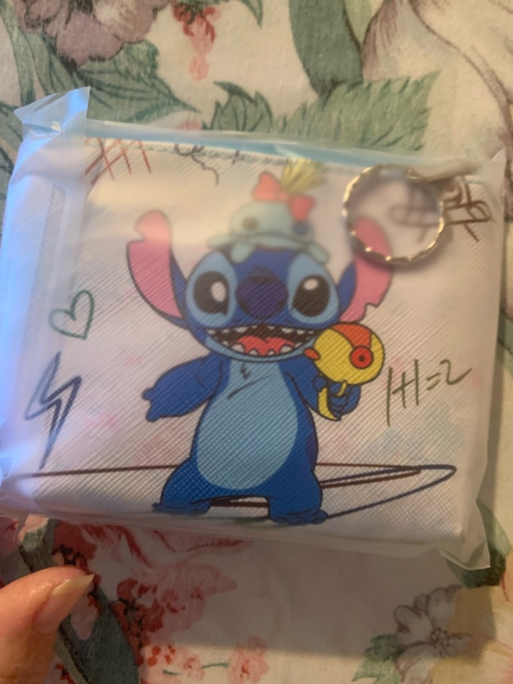 Disney Blue Cartoon Stitch Keychain Pouch for Kids